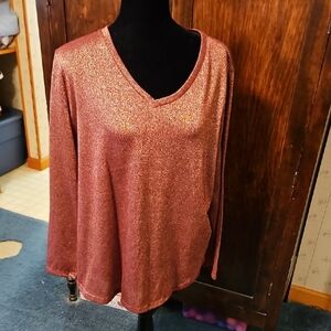 Faded Glory Sparkling Rose Long Sleeve Top